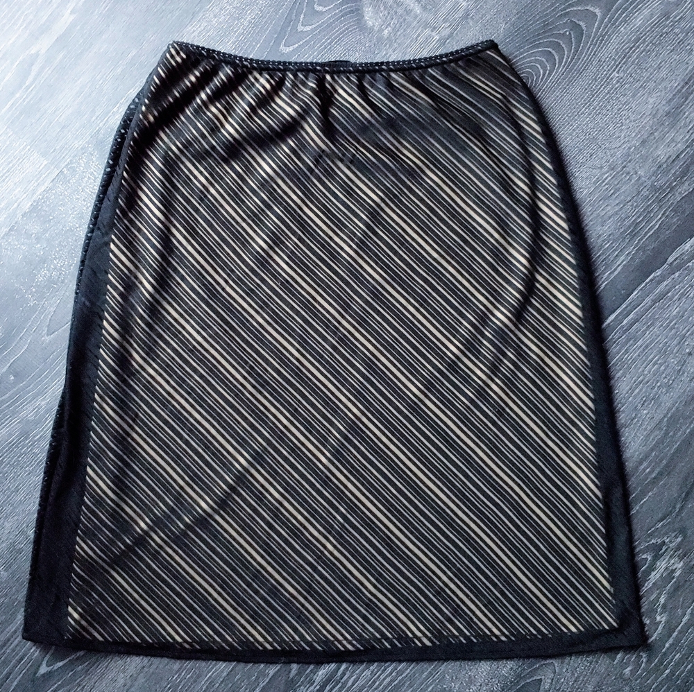 Vintage 90s style Vivienne Tam black mesh stripe skirt